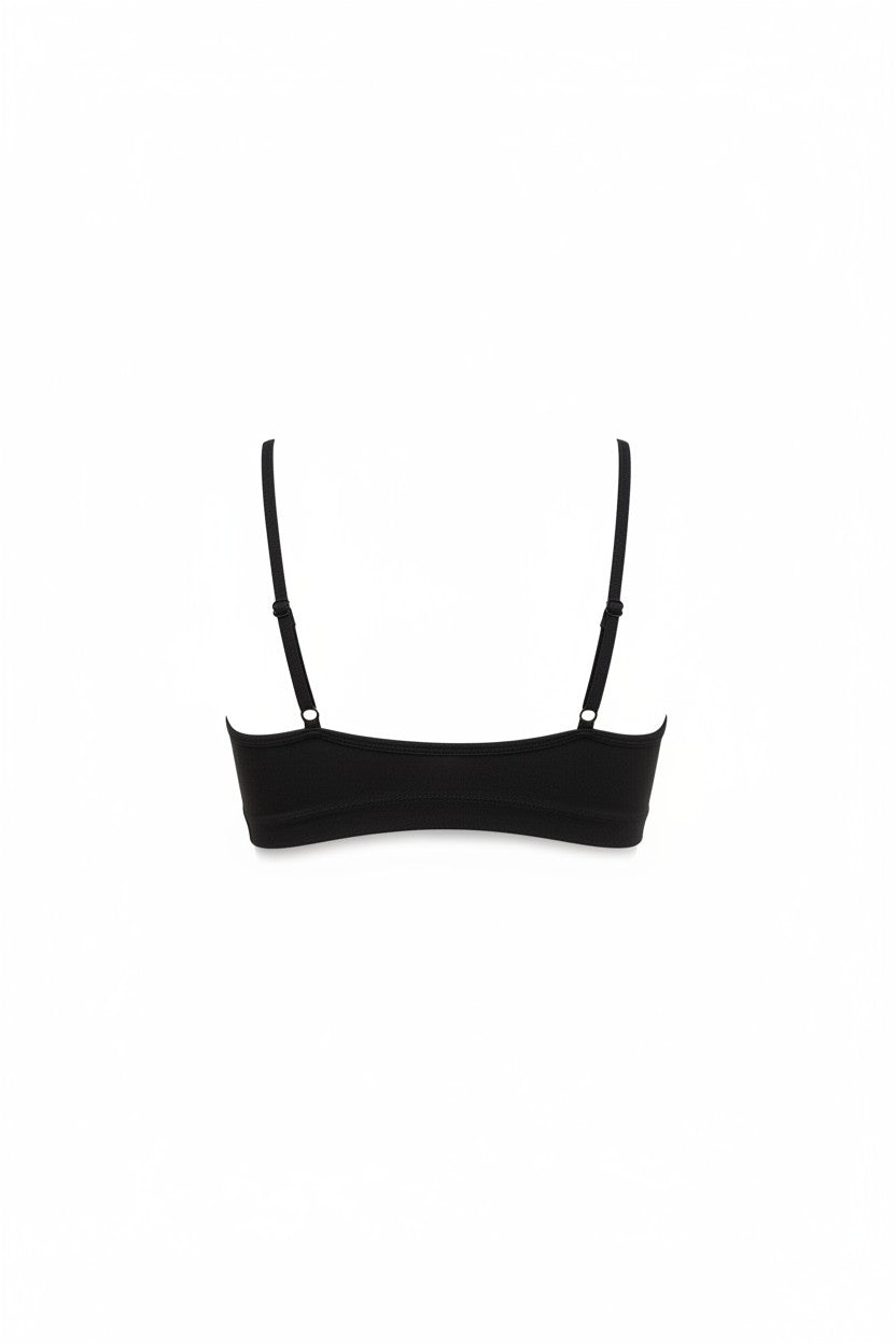 AMI CHÉRIE DESIGN STUDIO black Nishi bralette with adjustable straps and a comfortable, natural hold.