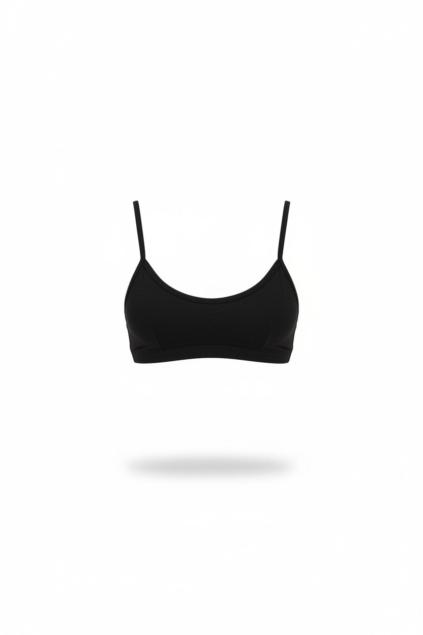 AMI CHÉRIE DESIGN STUDIO Nishi Bralette in black, a soft minimal style with adjustable straps for a natural, supportive hold.